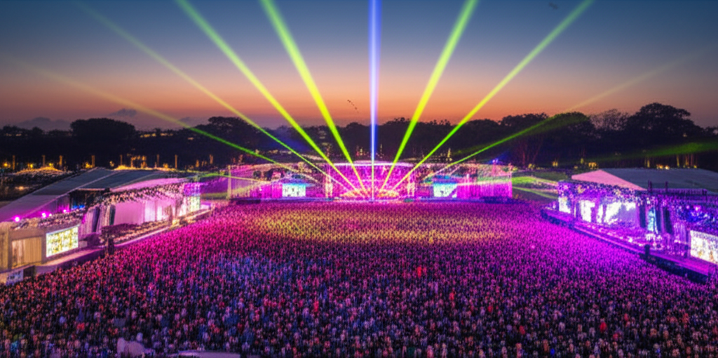 Large scale outdoor event at dusk