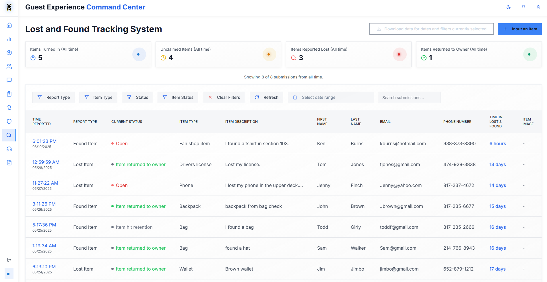 Lost & Found Dashboard
